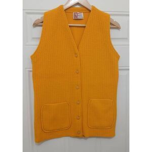 Vintage 60's 70's brimwick Binghamton womens small  wool yellow sweater vest